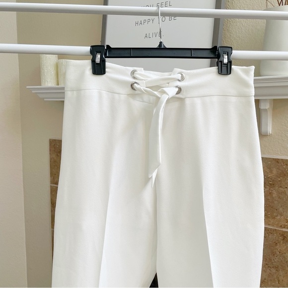 Leith High Waist White Pants with Tie Waist detail - Picture 3 of 7